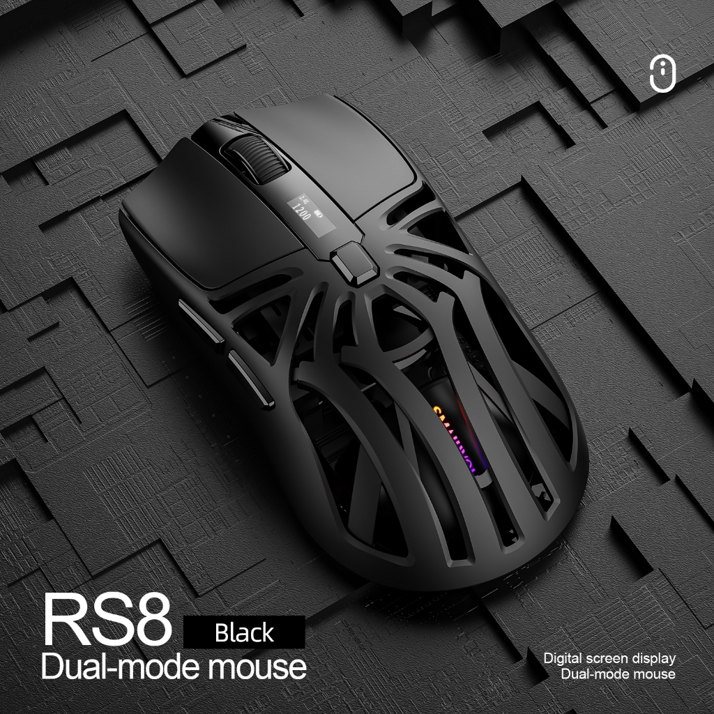 Rantoper RS8 เมาส์เกมมิ่งไร้สาย/Type-c/Bluetooth/2.4G/เมาส์บลูทูธ/10000DPI/ตั้งโปรแกรม/หน้าจอดิจิตอล/1000hz