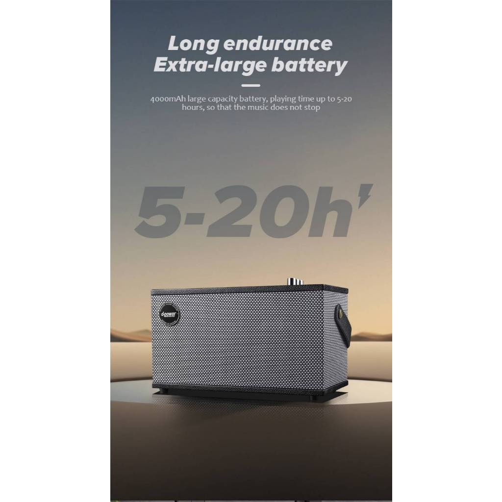 d-power ลำโพงไม้เรโทร The Three | Bluetooth 60W รองรับไมค์ เบสแน่น รับประกันศูนย์ 1ปี