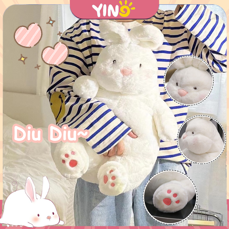 ตุ๊กตากระต่ายขี้เกียจ ตุ๊กตากระต่าย แบบนิ่ม สีขาว ขนาดใหญ่ ขนาด 45/65 ซม. ของขวัญเด็ก หมอนตุ๊กตา