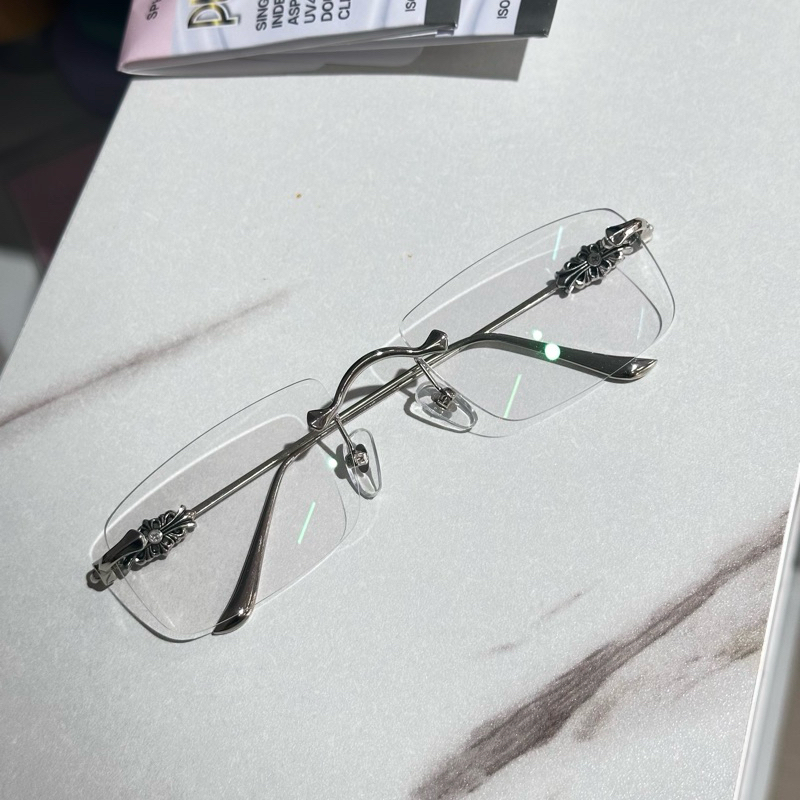 Rimless แว่นตาไร้ขอบตัดพร้อมขาแว่น(chrome heart)CH02