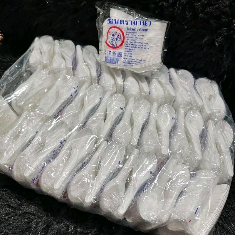 ช้อนซุปตราม้าน้ำ ช้อนพลาสติก ยกมัด2,500ชิ้น=25ห่อ