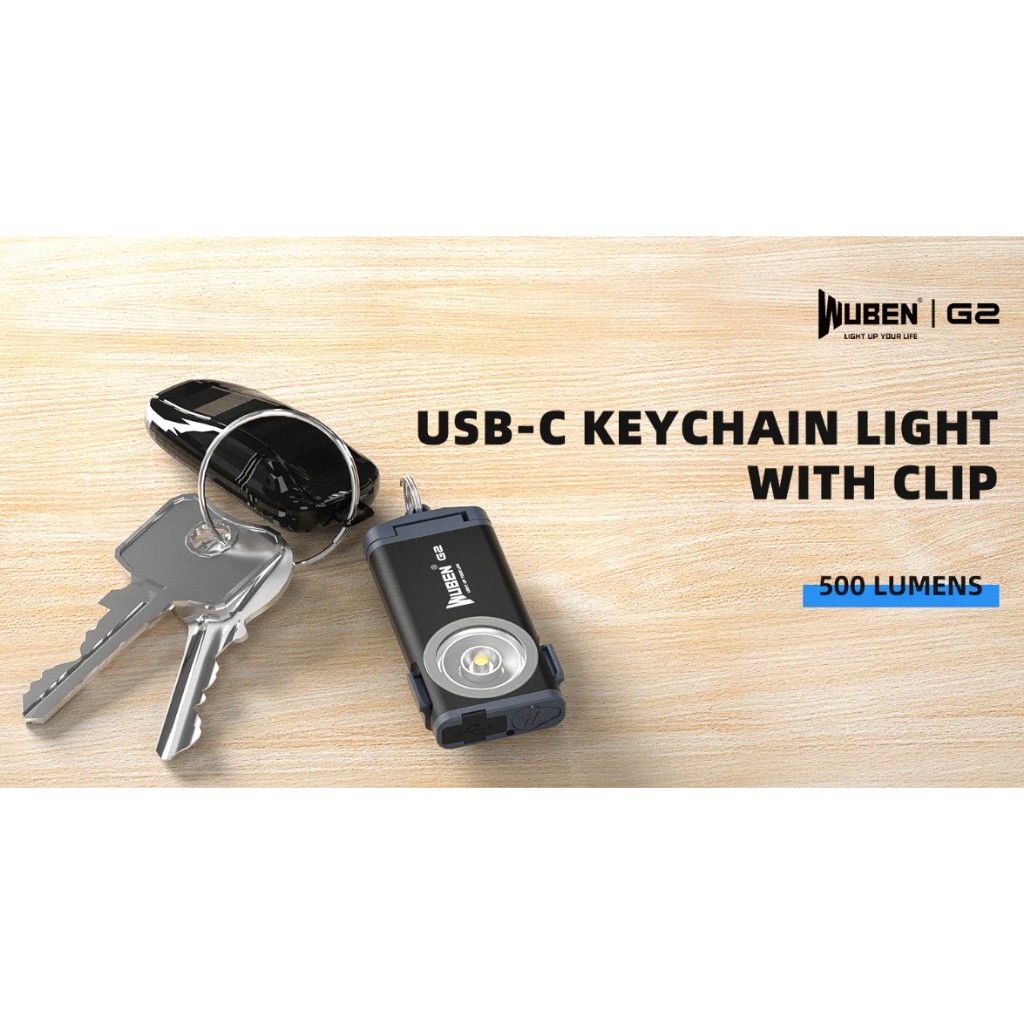 ไฟติดพวงกุญแจWuben G2 เล็กจิ๋ว สว่าง 500 lm คลิปและบอดี้และท้ายแม่เหล็ก   เลนท์ Optical Lens ใสพิเศษ