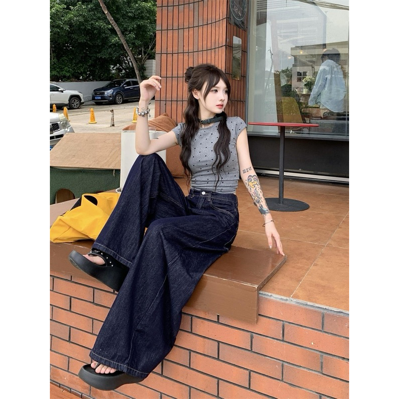 กางเกงยีนส์ขายาว เอวสูง ทรงกระบอก ผู้หญิง พร้อมส่งในไทย สไตล์ Baggy Jeans BunnyJ. - รูปที่ 6