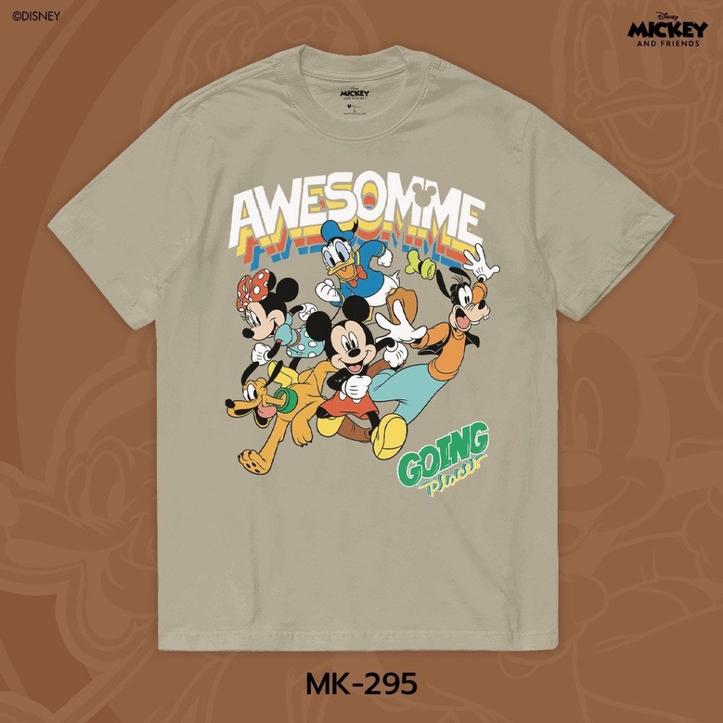 Power 7 Shop เสื้อยืดการ์ตูน Mickey & Friends ลิขสิทธ์แท้ DISNEY (MK-295-สีกากี)
