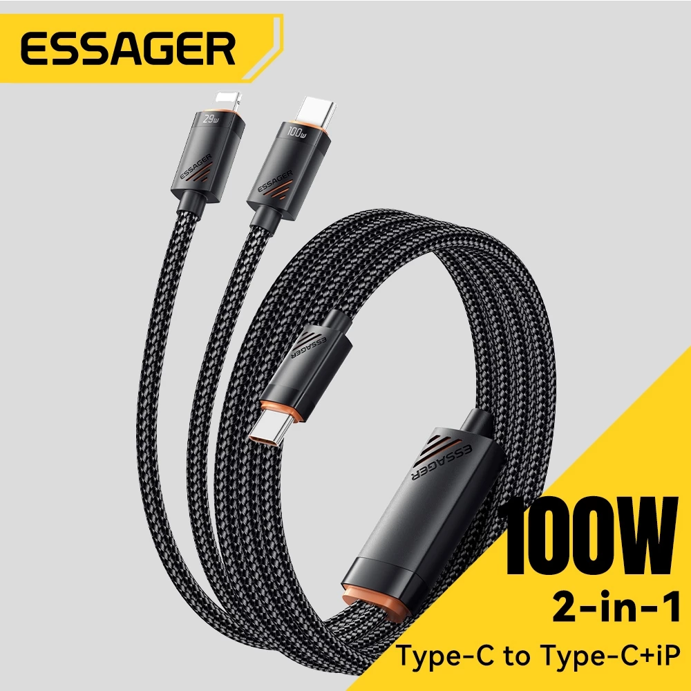 Essager PD100W 2-in-1 (C-C+L/C-C+C)สายเคเบิลข้อมูล เหมาะสำหรับซีรีส์ ip5-16