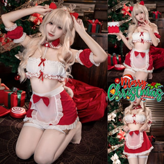 TOP SEXY ชุดยั่ว ชุดคอสเพลย์สาวใช้ ชุดนอนเมด 🍄 ผ้ากันเปื้อนต…