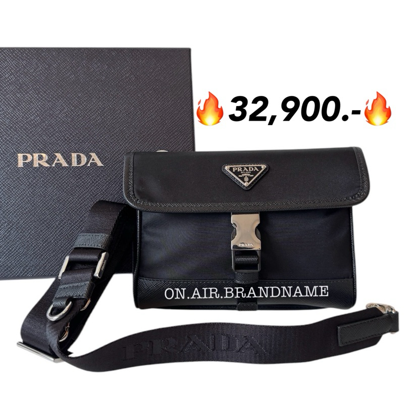 🎉รุ่นใหม่ สายใหญ่ New prada nylon and saffiano leather cellphone case 2zh108