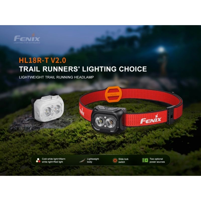 ไฟฉายคาดหัว Headlamps Fenix HL18R-T V2.0 LIGHTWEIGHT TRAIL RUNNING HEADLAMP: สินค้ารับประกัน 3 ปี