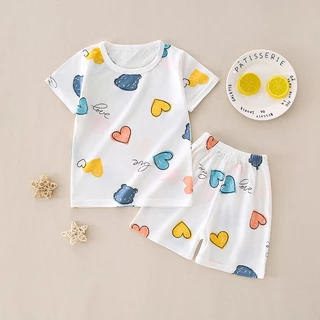 ชุดเซ็ตเด็กแขนสั้น ผ้าใยไผ่ เย็นสบาย นุ่มนิ่ม (6 เดือน - 3 ปี) S7 เสื้อเด็ก พร้อมกางเกง เสื้อผ้าเด็กอ่อน ใส่สบาย ไม่ร้อน