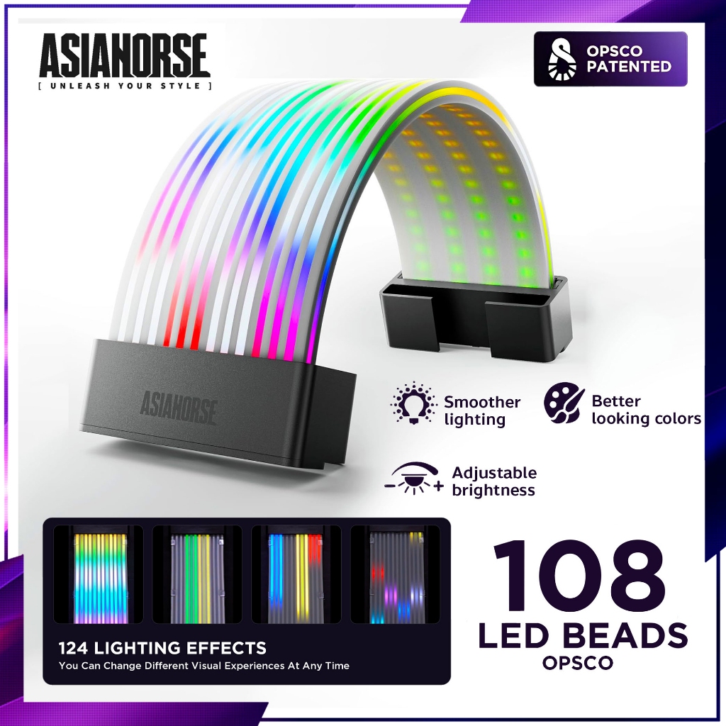 ที่ครอบสายพาวเวอร์ซัพพลาย Asiahorse ARGB ATX 24-pin PSU Cover with 108 LEDs - Black