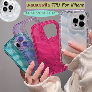 เคสเลเซอร์ใส TPU For iPhone 16 11 13 12 14 15 Pro Max 6 7 8 Plus XR XS Max 15 Pro Max 14plus 13pro ฝาครอบโทรศัพท์กันกระแ