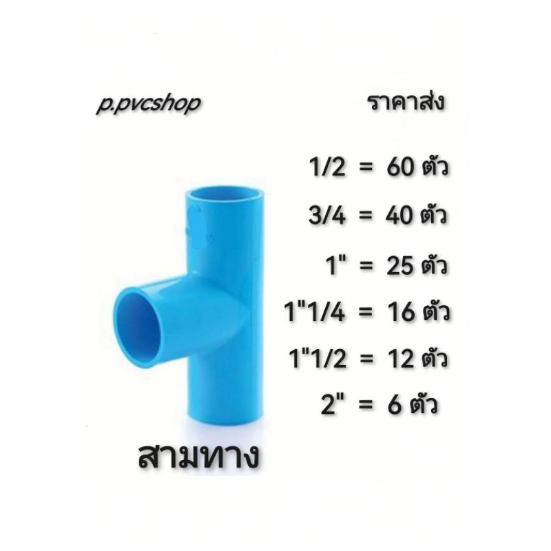 สามทาง1/2​(4หุน)(60ตัว)(ราคา230บาท)ตกตัวละ3.8บาท สามทาง4หุน