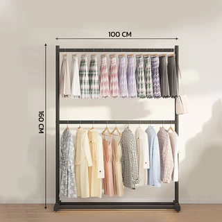 HOMEC ราวเเขวนผ้าเหล็ก ราวแขวนผ้า Clothing Rack แบบบาร์เดี่ยว ประกอบง่าย แข็งแรง รับน้ำหนักได้เยอะ