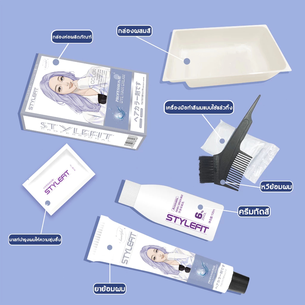 ซื้อ 1 แถม 1⚡อัพเกรดใหม่เอี่ยม⚡ซื้อ 100ml รับฟรี 100ml STYLE FIT สีย้อมผม ยาย้อมผม ครีมย้อมผม สูตรอัพเ น้ำยาย้อม - รูปที่ 6