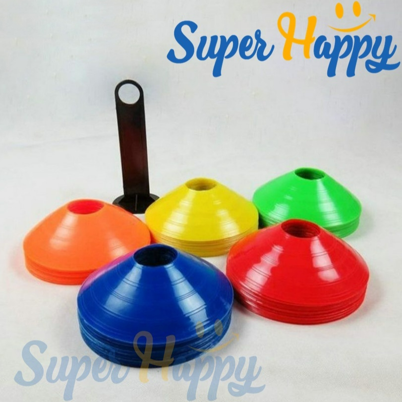 กรวยฝึกซ้อมฟุตบอล (Set 10 ชิ้น) มาร์คเกอร์โคน กรวยพลาสติกทรงกลม Discone Marker Cone