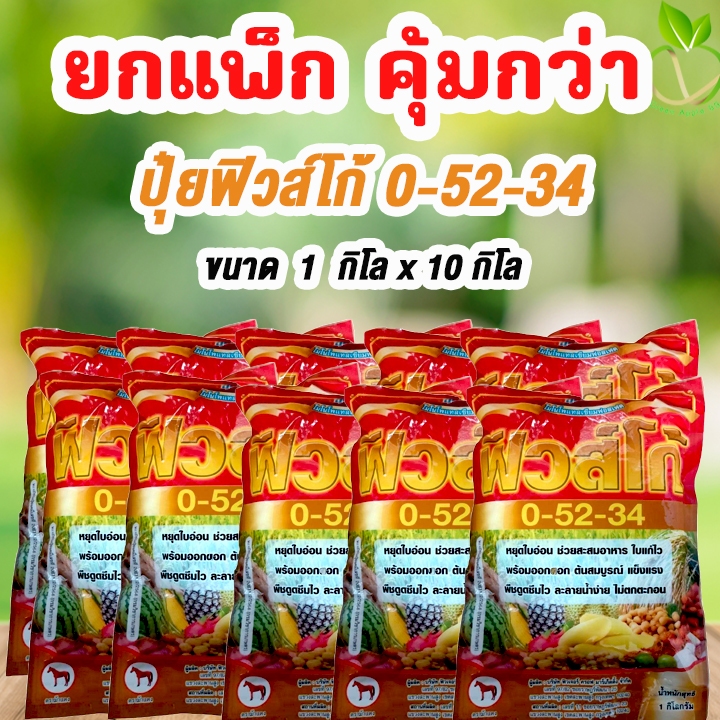 Fusego ပုလဲပျော့ပျော့ဓာတ်မြေသြဇာ 0-52-34 1 ကီလို x 10 အိတ် (အပွင့်ထွက်မြန်/အရွက်အနုမထွက်အောင်)