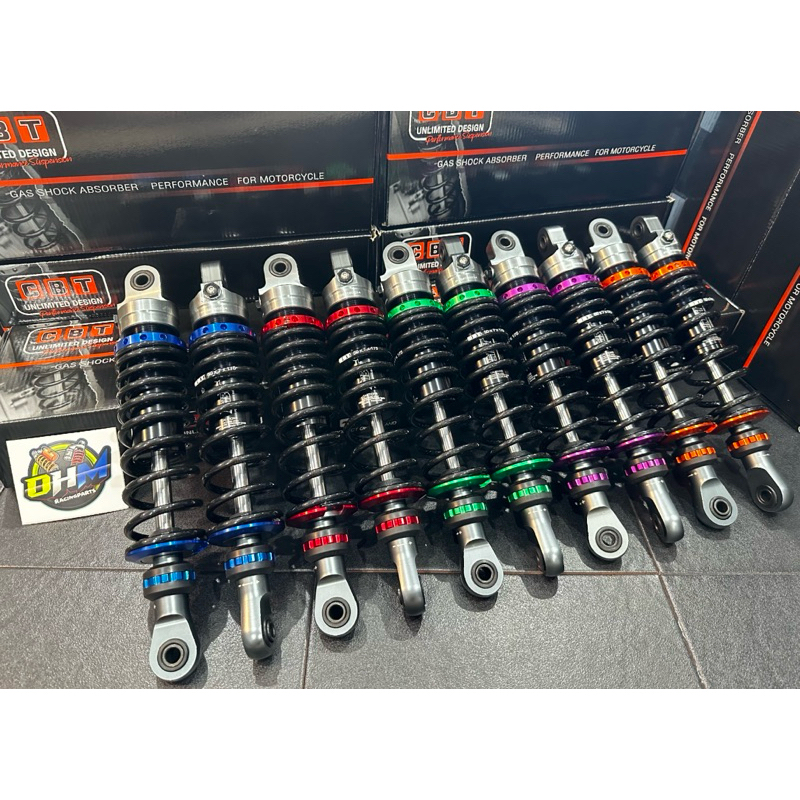 โช๊คหลัง Cbt รุ่น P25 ยาว320มิล ใส่ เวฟ ทุกรุ่น ระบบเเก๊ส ปรับนิ่มเเข็งสปริงได้ ปรับรีบาว์นได้ รับประกัน เเตก รั่ว 1ปี