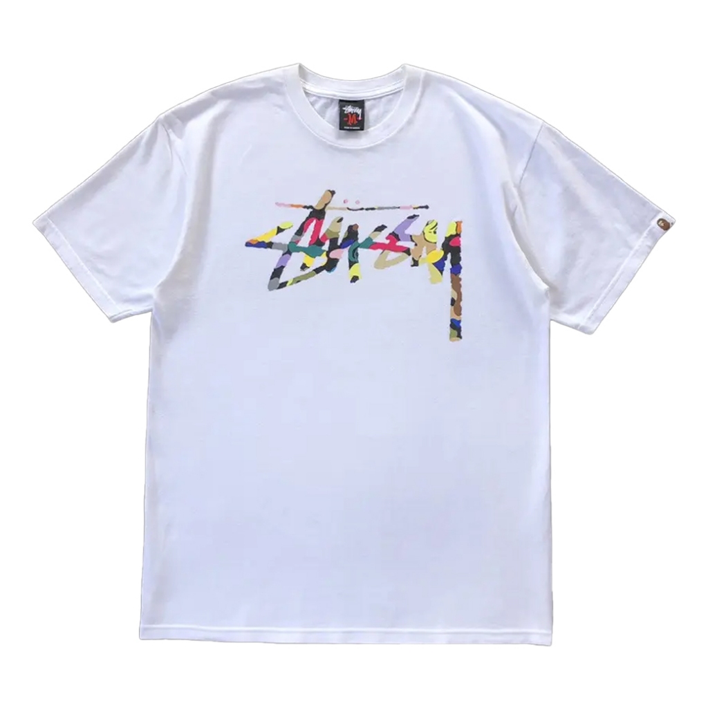 Stussy X Bape 30th Anniversary Stock tee (WHITE/MULTI)