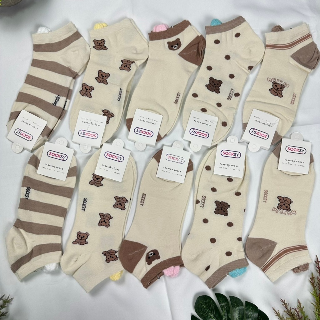 💖ถุงเท้าข้อสั้นSOCKSY💖10คู่/แพ็ค เนื้อนุ่มใส่สบายเท้า ไม่ร้อนระบายความร้อนได้เป็นอย่างดี ลายน่ารักๆ