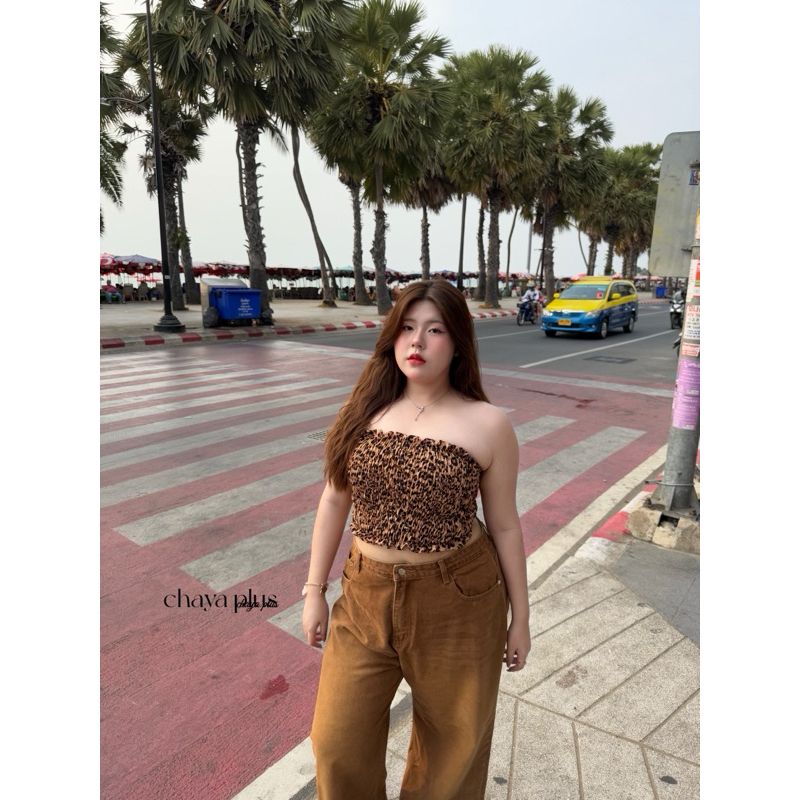 เสื้อเกาะอกลายเสือ เนื้อผ้าไหมอิตาลี สาวเท่ต้องจัด งานสม๊อคอกยืด