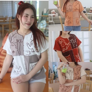 เสื้อผ้าฝ้าย ปักช้าง 38 40 42 44 46 คอกลม ผ้าฝ้าย ปักมือ มีบริการเก็บปลายทาง