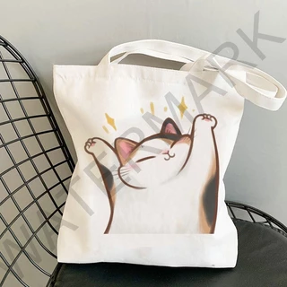 กระเป๋าผ้า มินิมอล 10 ลายแมว ขนาด 34*37cm Tote Bag TT-127