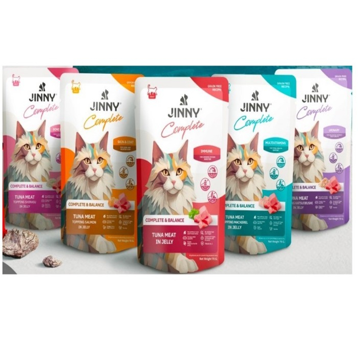 Jinny Comeplete & Balance จินนี่ คอมพลีท& บาลานซ์ อาหารแมวเปียก แบบซอง 70g.x12ซอง*โปรดอ่านรายละเอียดก่อนสั่งซื้อ