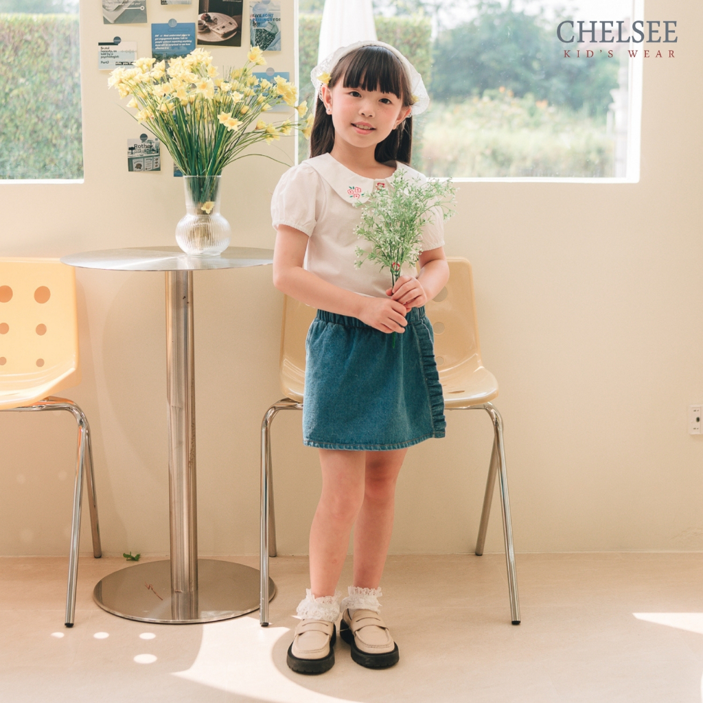 Chelsee กางเกงกระโปรงยีนส์สั้น ไม่มีลาย ผ้ายีนส์ เดนิม(นิ่ม) เบา อายุ 1.5-10 ปี กางเกง กระโปรงเด็กผู้หญิง รุ่น 238093