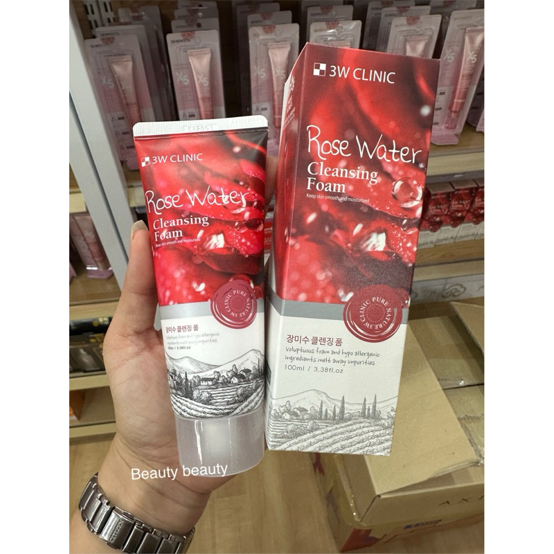 3W Clinic Cleansing Foam Rose Water 100ml.