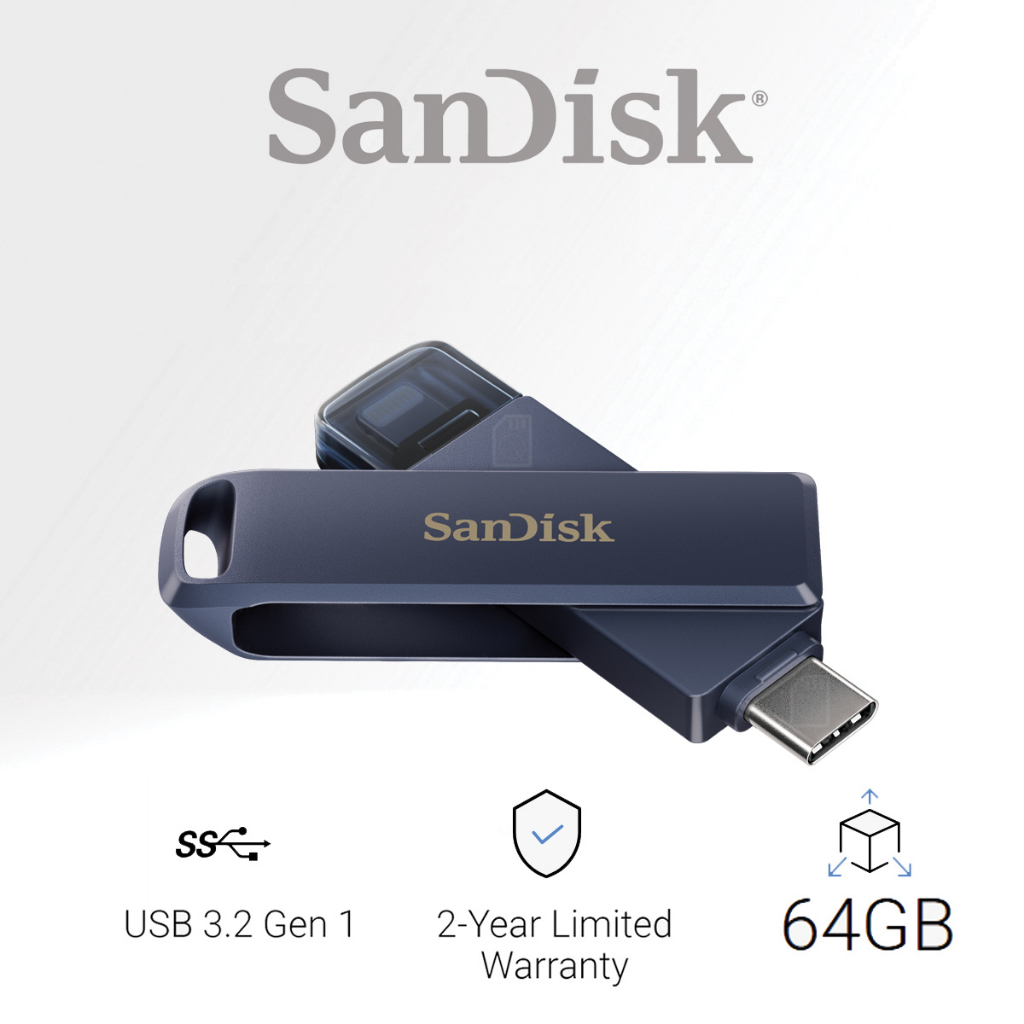 SanDisk Phone Drive flash drive 64GB for USB-C to Lightนิ่ง for iPhone and iPad (SDIXD0N-064G-GN6NN)