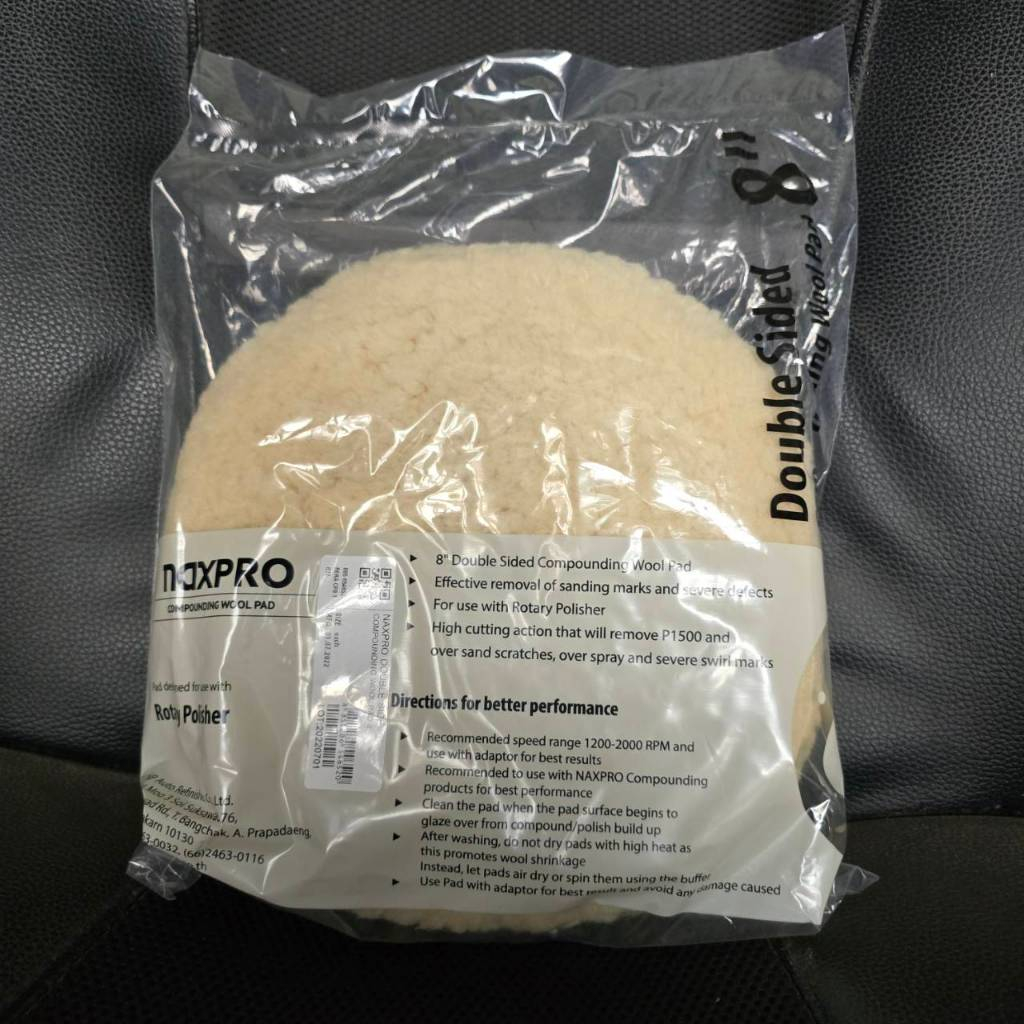 NAXPRO ลูกขัดขนแกะขาว Double sides Compounding Wool Pad // ของแท้การันตี 100% **แถมเกลียวแปลงในซอง**