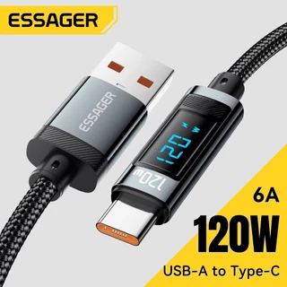 Essager สายเคเบิลข้อมูล A-C 120W 6A จอแสดงผลดิจิตอล ใช้ได้กับ Xiaomi Redmi