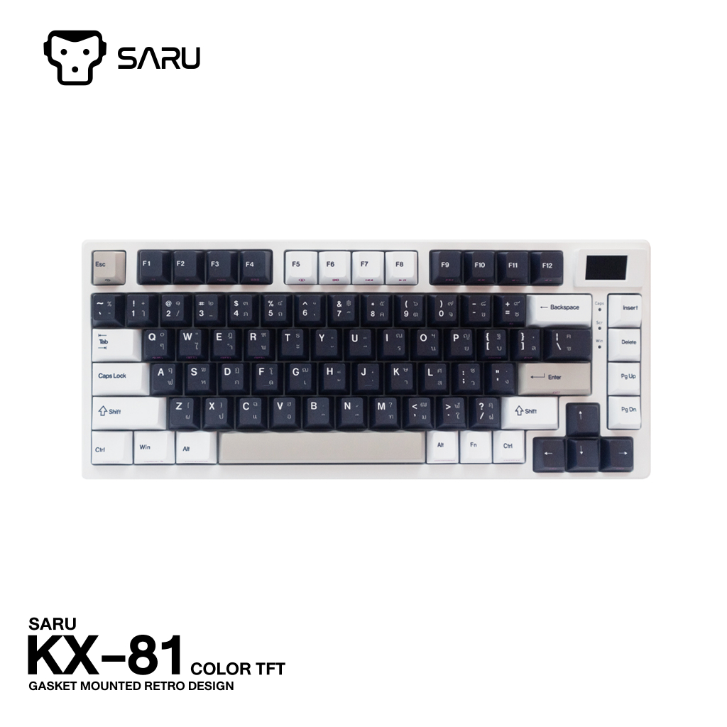 [ประกัน 1 ปี] SARU คีย์บอร์ดเกมมิ่งจอ LED COLOR TFT KX-81 JUPITER NEW RETRO Keycap TH/EN Lunar Yello