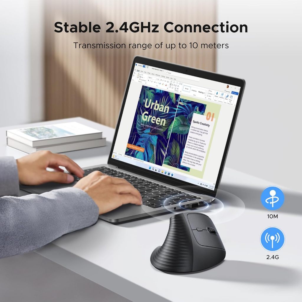 UGREEN เมาส์ไร้สาย Wireless Vertical Ergonomic mouse เมาส์เพื่อสุขภาพ เมาส์แนวตั้งไร้สาย รุ่น M571