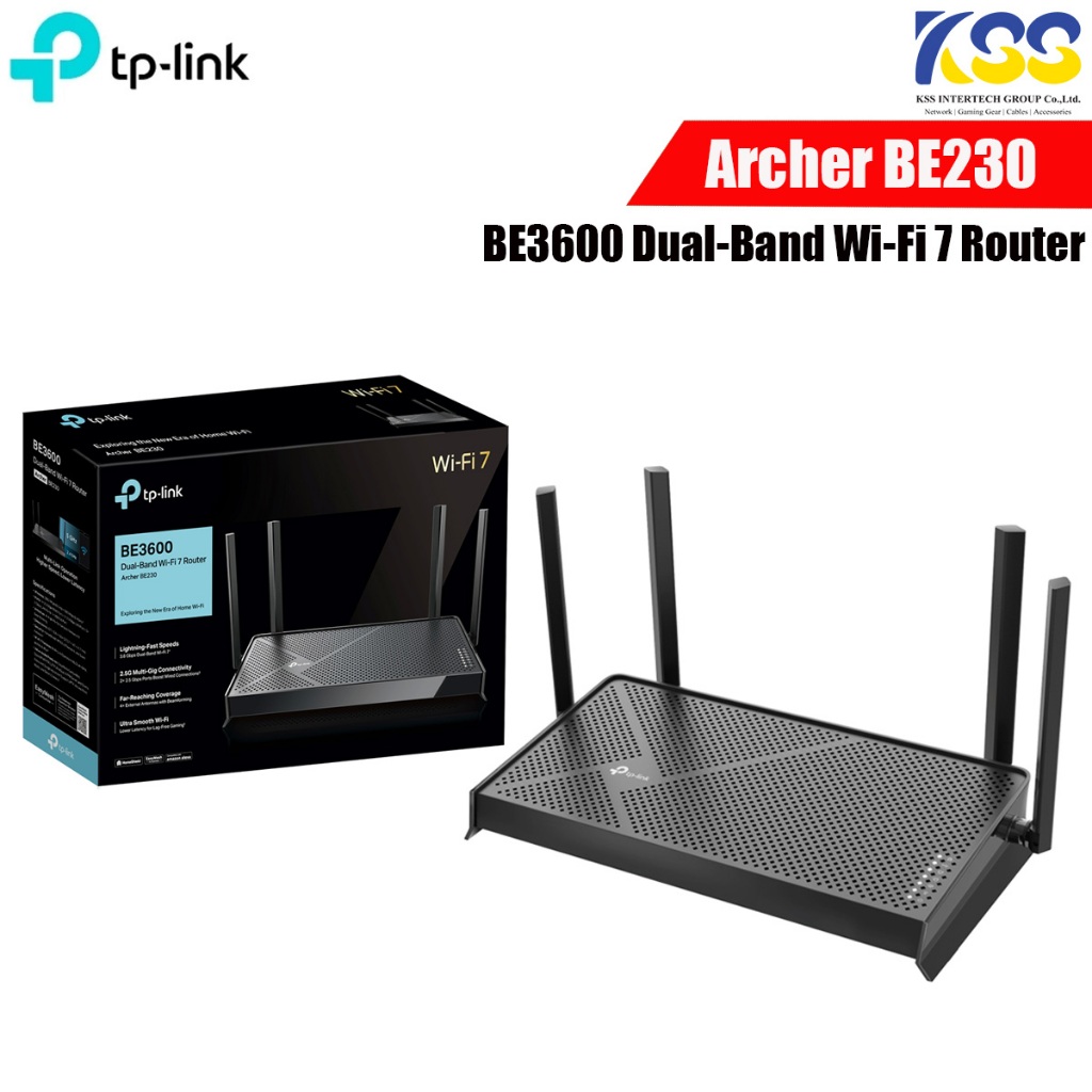เราเตอร์ไวไฟ 7 TP-Link Archer BE230 BE3600 Dual-Band Wi-Fi 7 Router 4เสารับส่งสัญญาณ พร้อม Beamformi