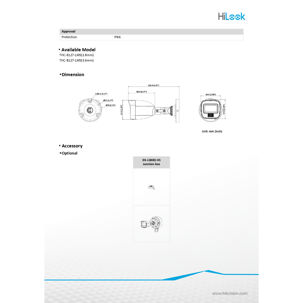 HiLook THC-B127-LMS กล้องวงจรปิด 2 ล้านพิกเซล ***ต้องใช้งานร่วมกับเครื่องบันทึกเท่านั้น***