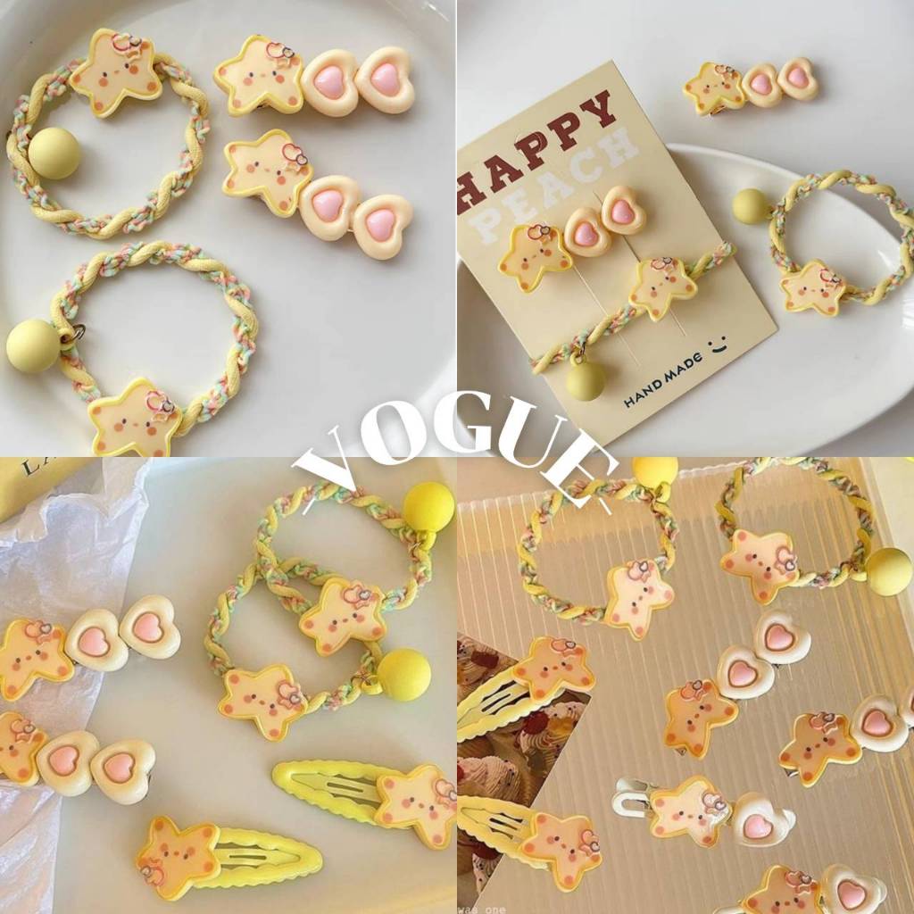Vogue🌟พร้อมส่ง🌟 ยางรัดผม กิ๊บลายดาว ยืดหยุ่นสูง ทนทาน (TM-5)