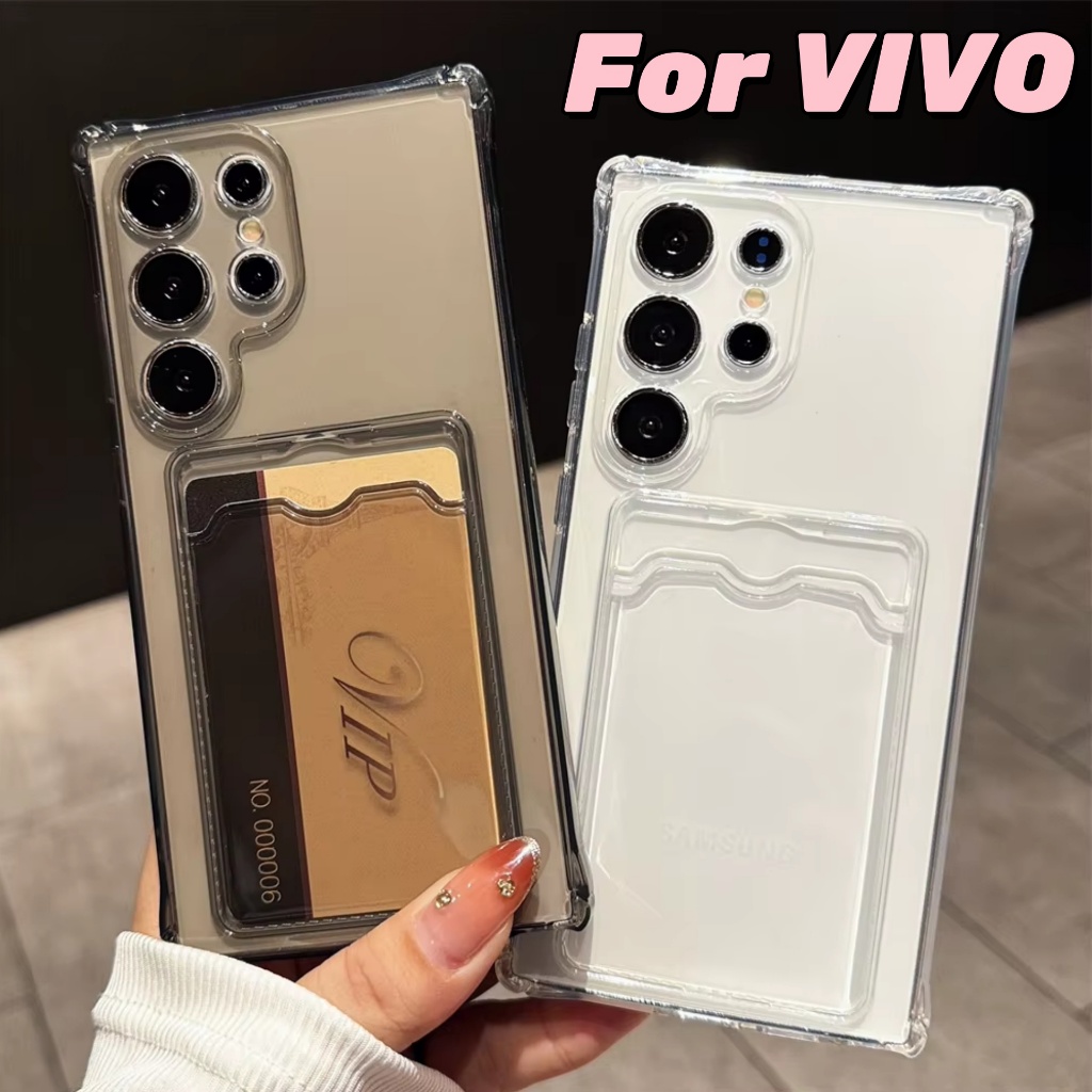 คสซิลิโคนแบบใส พร้อมช่องใส่บัต For Vivo Y19S Y29 Y17S Y12 Y15 Y11 Y03 Y36 Y12A Y12S Y20 Y21 Y21S Y33S Y15S Y22 Y35 Y16