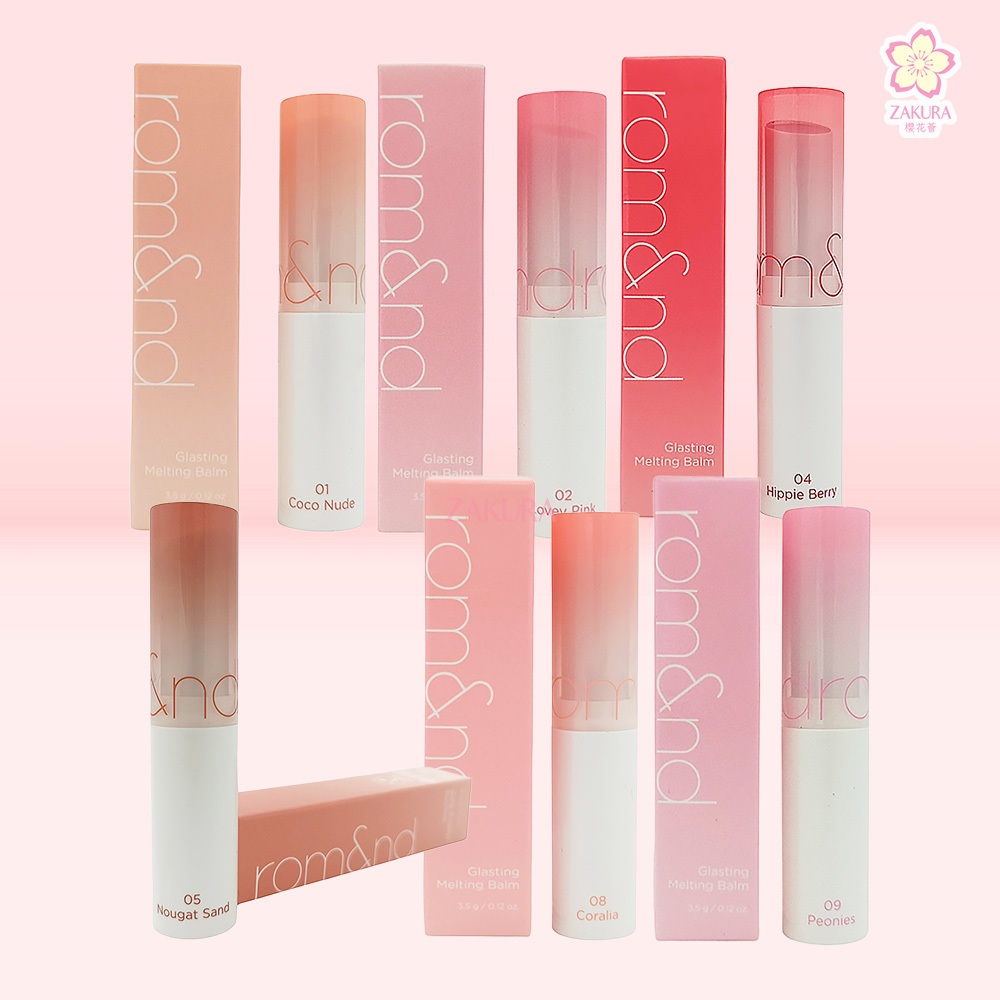 Rom&nd Glasting Melting Balm 3.5g - 01 Coco Nude/02 Lovely Pink/03 Sorbet Balm/04 Hippie Berry/05 No
