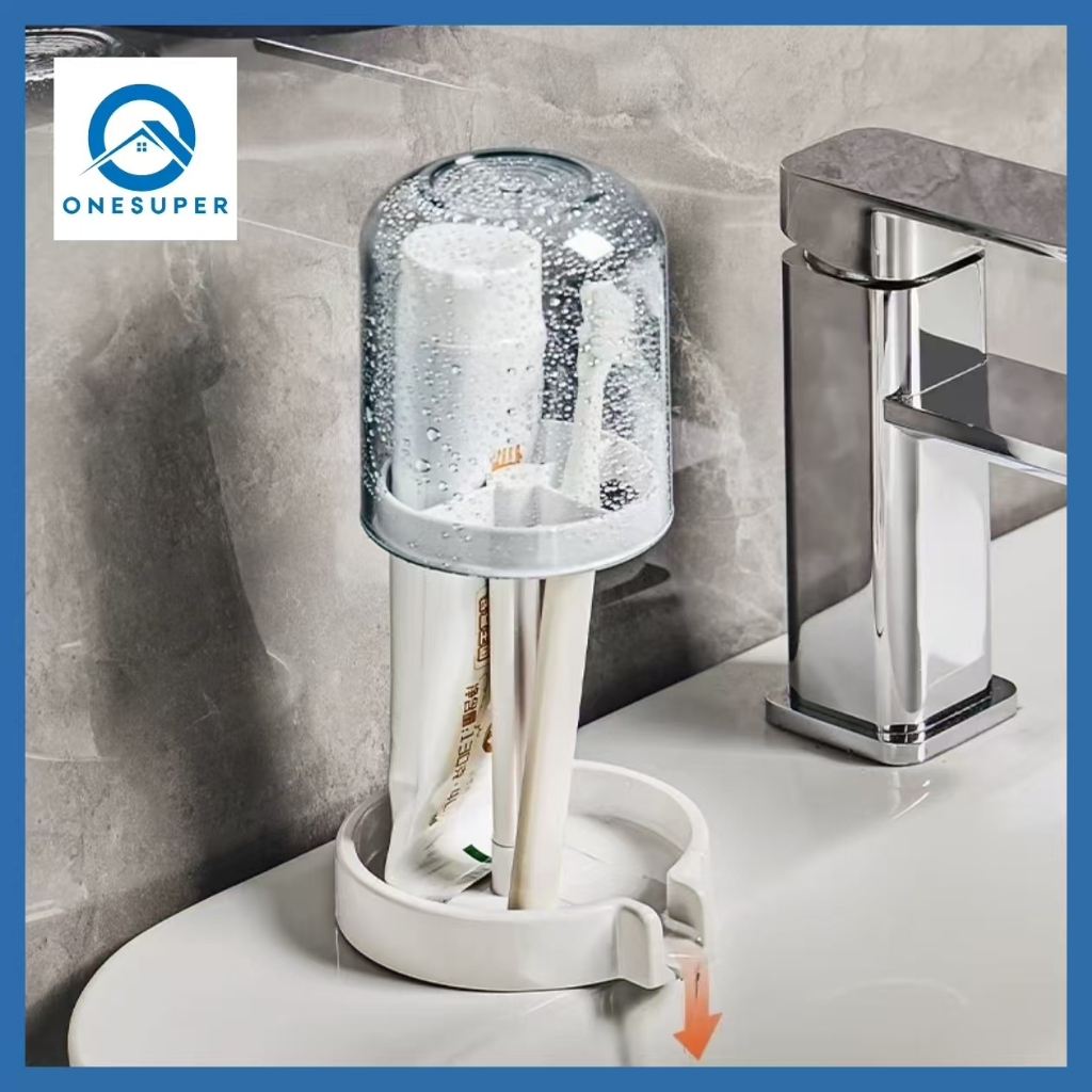 Onesuper ที่วางแก้วยาสีฟัน ที่วางแปรง ที่ใส่แปรง แปรงสีฟัน ป้องกันฝุ่น สําหรับห้องน้ํา