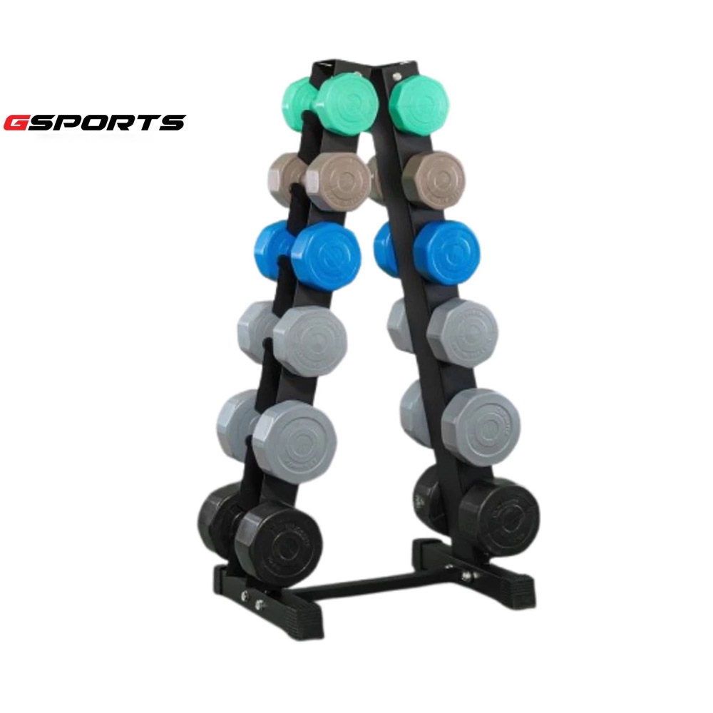 GSports ชุดดัมเบลพร้อมชั้นวาง 72kg 3 4 5 6 8 10 รวม6คู่ แบบสี Dumbbell Set with 6-Pair A-Shaped Rack