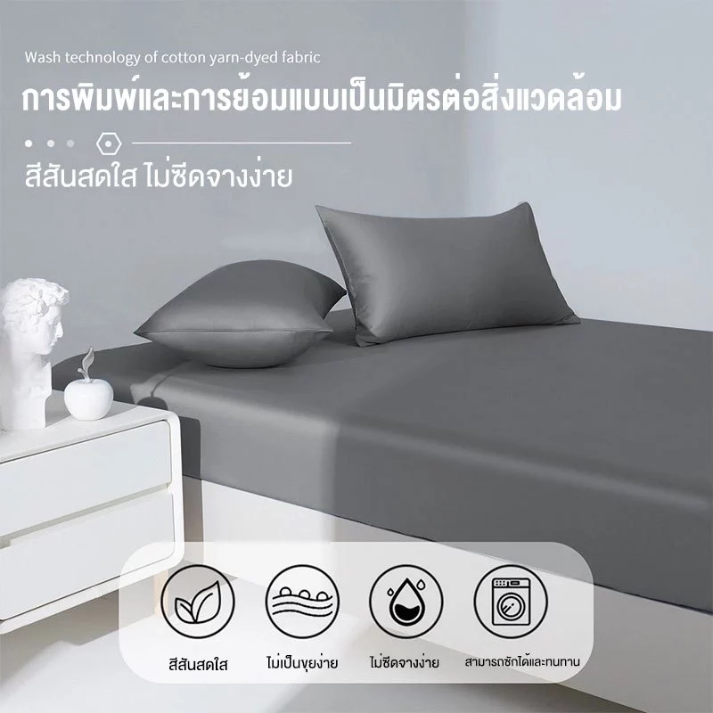 ผ้าปูที่นอนกันไรฝุ่น สีพื้น สำหรับเตียง 3.5ฟุต/5ฟุต/6ฟุต thumbnail 6