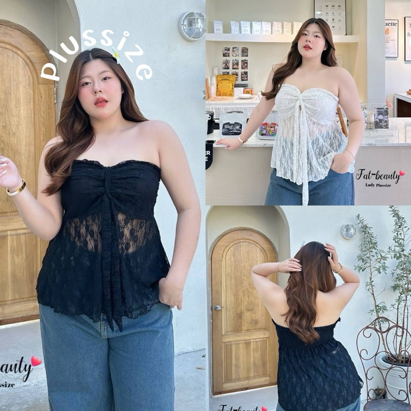 (อก 40-50“ นิ้ว)  เกาะอกลูกไม้สาวอวบเนื้อนุ่ม เปิดไหล่ เสื้อผ้าสาวอวบสไตล์ minimal sexy เซกซี่ ใส่สบาย fashionplussize