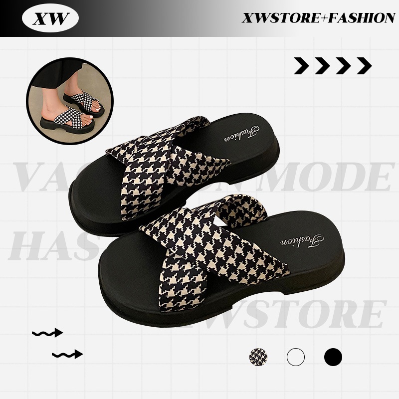 XWshopee รุ่นใหม่มีจำหน่ายในสต็อก รองเท้าแตะดีไซน์แฟชั่นสุดโปรดของสาวๆ ดีไซน์สายรัดส้อม วัสดุยาง สไตล์ยอดนิยม แถมยังส่ง