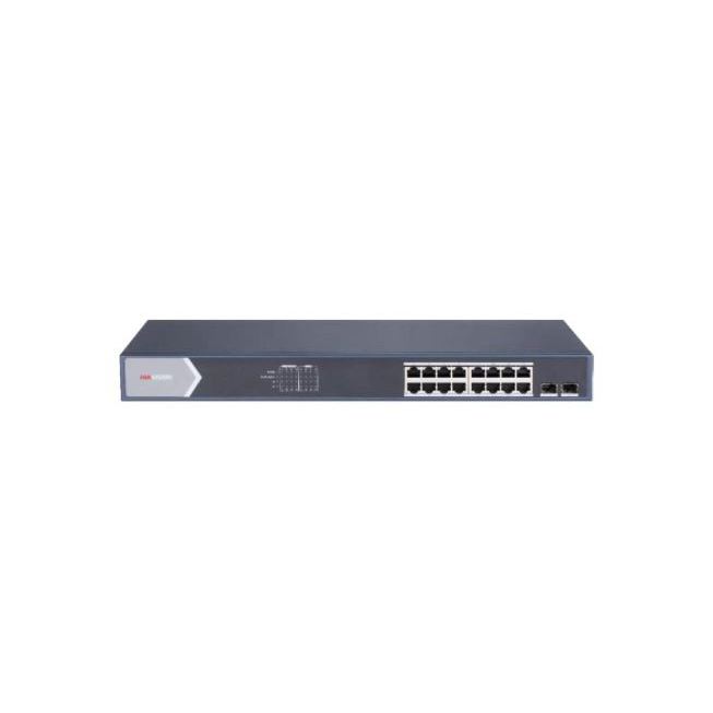 HIKVISION 16 Port Gigabit Smart POE Switch, 16 × gigabit PoE ports, and 2 × gigabi #Model : DS-3E151