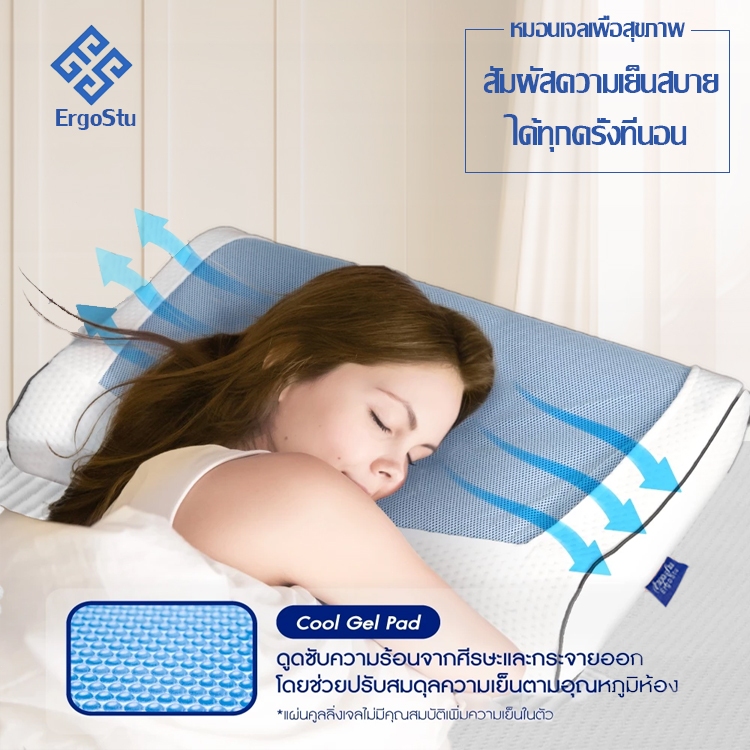 Morning Sleep หมอนเจลเพื่อสุขภาพ มี Cool Gel Pad ช่วยรองรับสรีระ ทรง Contourหมอนเมมโมรี่โฟม รุ่น Fresh Pillow - รูปที่ 4