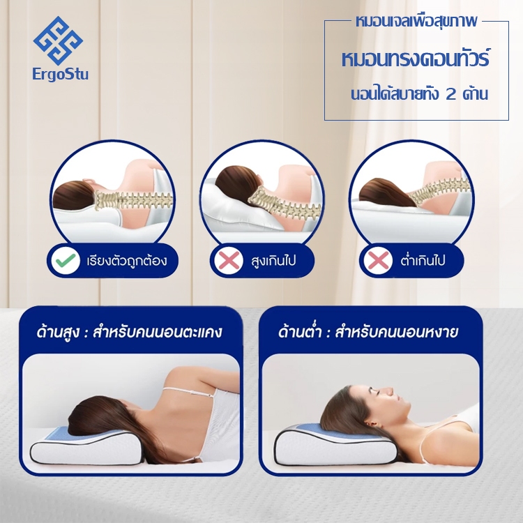 Morning Sleep หมอนเจลเพื่อสุขภาพ มี Cool Gel Pad ช่วยรองรับสรีระ ทรง Contourหมอนเมมโมรี่โฟม รุ่น Fresh Pillow - รูปที่ 5