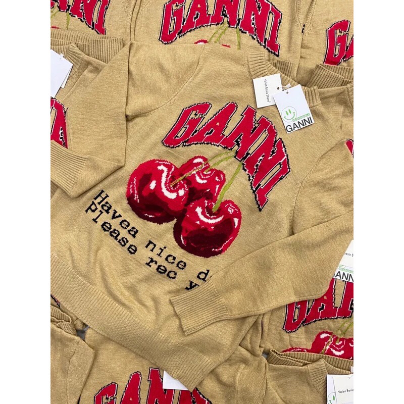 GANNI CHERRY🥤🍒 เสื้อSweater Cherry ไหมพรมเนื้อนุ่ม รุ่นใหม่