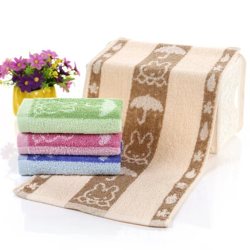 ผ้าเช็ดผม เช็ดหน้า ผ้าฝ้าย  เนื้อผ้าหนานุ่ม ซับน้ำได้ดีเยี่ยม【 ขนาด 30 x 70 ซม. 】(คละสี)