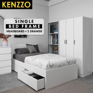 พร้อมส่ง KENZZO: Snow series เตียง เตียงนอน แบบมีหัว/ไม่มีหัว ลิ้นชัก นอน2ชั้น ดึงออก-เก็บได้ ขนาด 3 ฟุต สไตล์มินิมอล